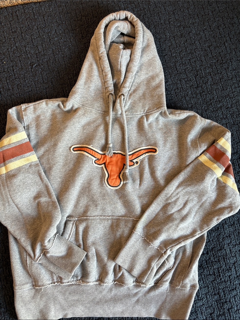 Gray Pullover Hoodie with Orange Longhorn Patch